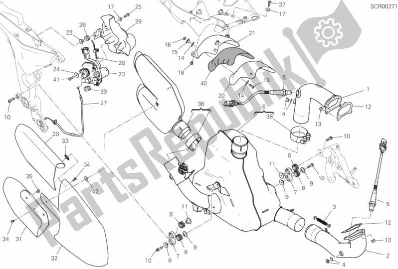 All parts for the Exhaust System of the Ducati Multistrada 1260 ABS 2019